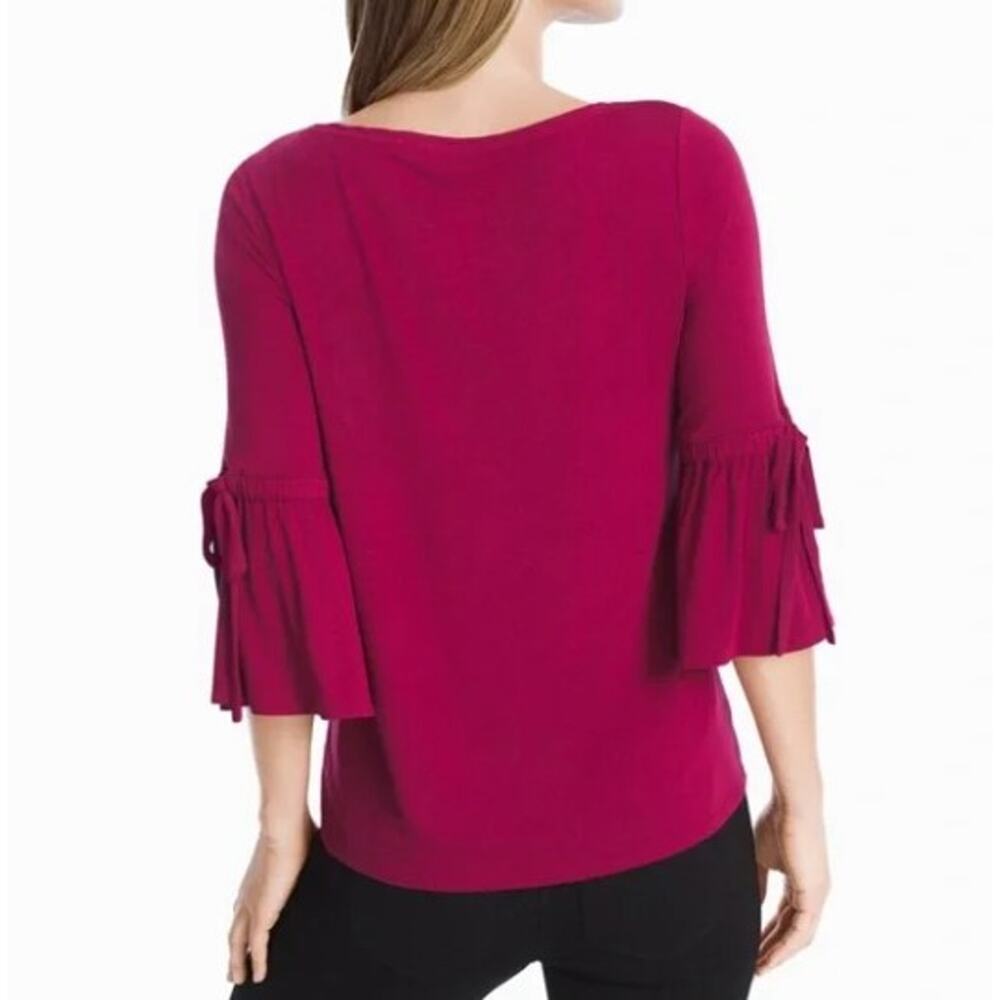 WHBM pink berry bell tie-sleeve blouse size S - Picture 2 of 6